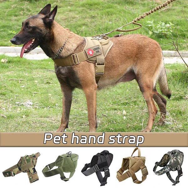 Vêtements pour chiens Gilet d'entraînement tactique Vêtements légers Harnais réglable Support de contrôle pour animaux de compagnie Dragonne de sécurité