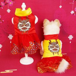 Vêtements pour chiens Tang Costume Robe Dragon Modèle Chinois Année Chiot Chiot Hiver Marque Teddy Than Bear Vêtements