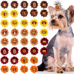 Hondenkleding Thanksgiving Versier haarelastiekjes met elastiekjes Dierbenodigdheden Kleine stijl Bloem Puppy-accessoires 230914