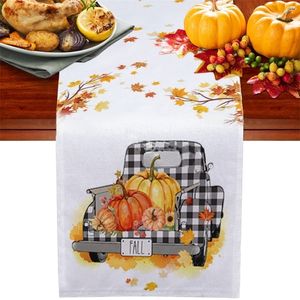 Hondenkleding Thanksgiving Tafel Runner Maple Bladeren Pompoenen Placemat Matten Keuken Dining Party Decoratie Zacht en praktisch 220921