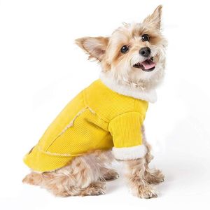 Hondenkleding dik jas met tractie gat corduroy kleding huisdier kraagjas warme herfst winter puppy kledingvoorraden