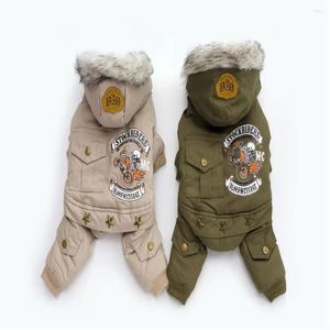 Vêtements pour chiens épaisseur à capuche style conducteur chiens de compagnie quatre pattes coton manteau d'hiver combinaison chaude petit chiot vêtements