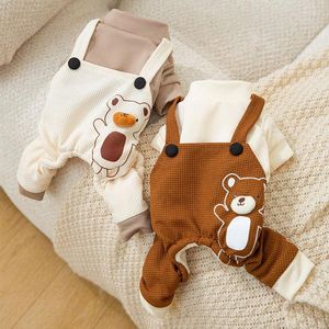 Vêtements pour chiens Bretelles d'ours en trois dimensions Vêtements d'automne et d'hiver Pet Warm One-piece Suit Teddy Four Leg Clothing