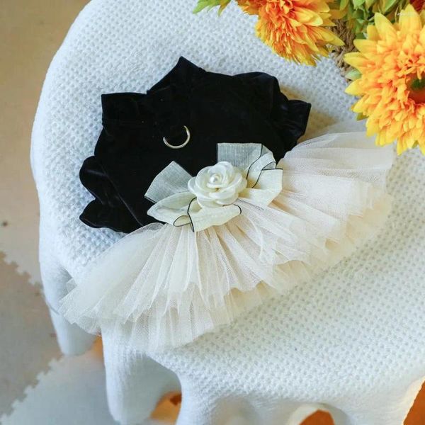 Vestimenta de perro de perro vestido de mascota de flores tridimensionales cableado preciso elegante 3d bow decoración boda para