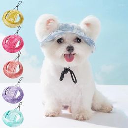 Aports pour chien Tie-dye animal de compagnie avec trous d'oreille Batte-soleil pour dogcat macaron couleur pêcheur de randonnée en plein air