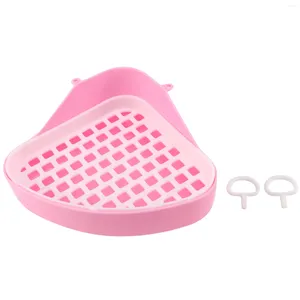 Plaiette de litière de toilettes pour chien Small Animal Corner Potty Pet Pet Pet For Hamster (rose)