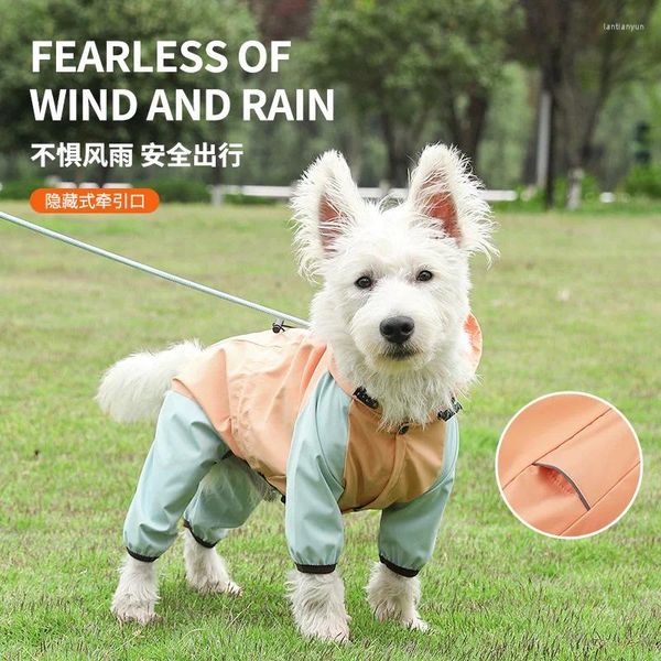 Ropa para perros remolcado de cuatro patas para perros pequeños impermeables todo incluido, incluida la ropa de clima lluvioso