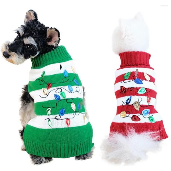 Sweaters de cuello de cuello de ropa para perros Sweater pequeño suéter de Navidad sudadera para perros para perros niña de clima frío traje de clima frío