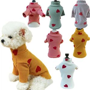 Vêtements pour chiens Sweat-shirt à col roulé pour petits chiens Coeur Sweat à capuche T-shirt Bas Chemise Vêtements Chiot Yorks Terrier Vert Rose