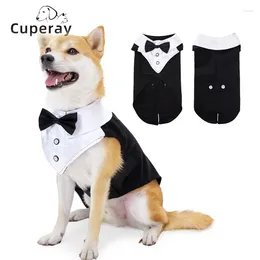 Vêtements pour chiens costume de smoking et bandana ensemble chiens fête de mariage noeud papillon chemise tenue formelle