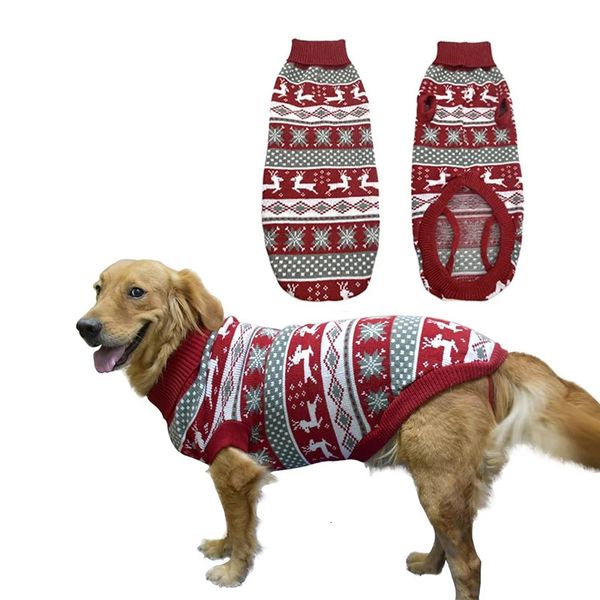 Vêtements pour chiens Ugly Noël Renne Pull Noël Pet Hiver Tricots Vêtements Chaud Col Roulé Tenue pour Moyens Grands Chiens 231124