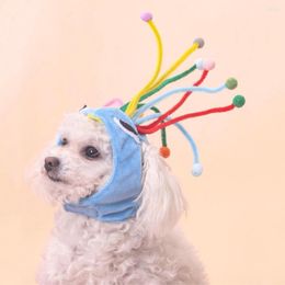Vêtements pour chiens Chapeau de chat unique Chapeau doux réglable en peluche pour animaux de compagnie Chapeau mignon en forme de paon Costume de couvre-chef