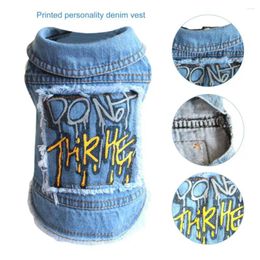 Vêtements pour chiens manteau utile respirant jolie imprimé denim puppy tenues veste jeans confortable