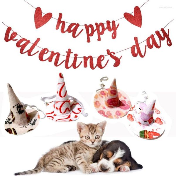 Vêtements pour chiens Saint Valentin Costumes de chiot de chat Chapeau cadeau Chapeau de toilettage pour animaux de compagnie Accessoires d'épingles à cheveux