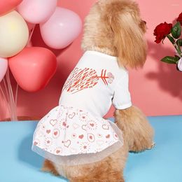 Hondenkleding Valentijnsdagkostuum Hartenoutfit Rode tule jurk voor kleine honden Kattenmeisje