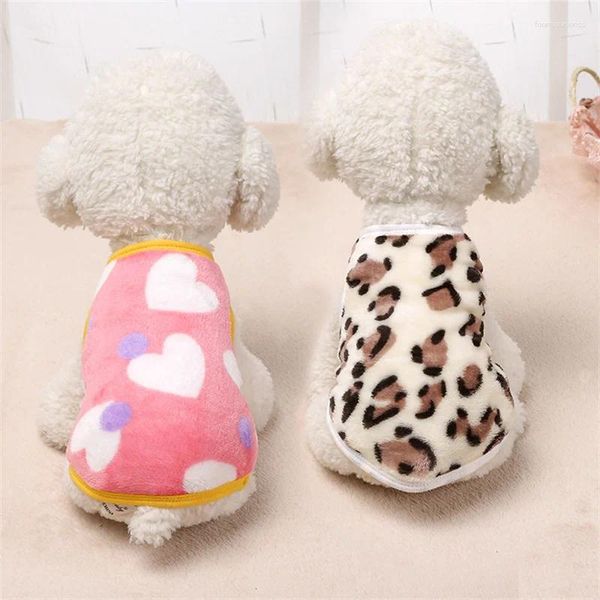 Ropa para perros Chaleco de terciopelo Ropa Suave Estampado de leopardo Medio cuerpo Traje Primavera Abrigo corto Chihuahua Yorkshire Bichon Traje