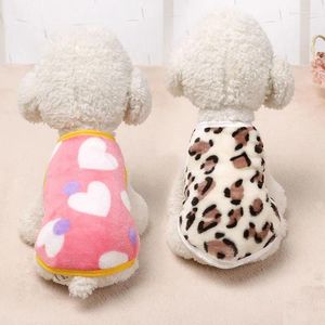 Hondenkleding Fluwelen Winter Warm Vest Luipaardprint Shirt Casual Zachte Jas Chihuahua Huisdierenkleding Koreaanse stijl Kleding Suppli