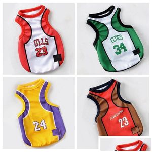 Chien Vêtements Gilet Basketball Jersey Cool Respirant Pet Chat Vêtements Chiot Sportswear Printemps Été Mode Coton Chemise Lakers Grand Dhm8W