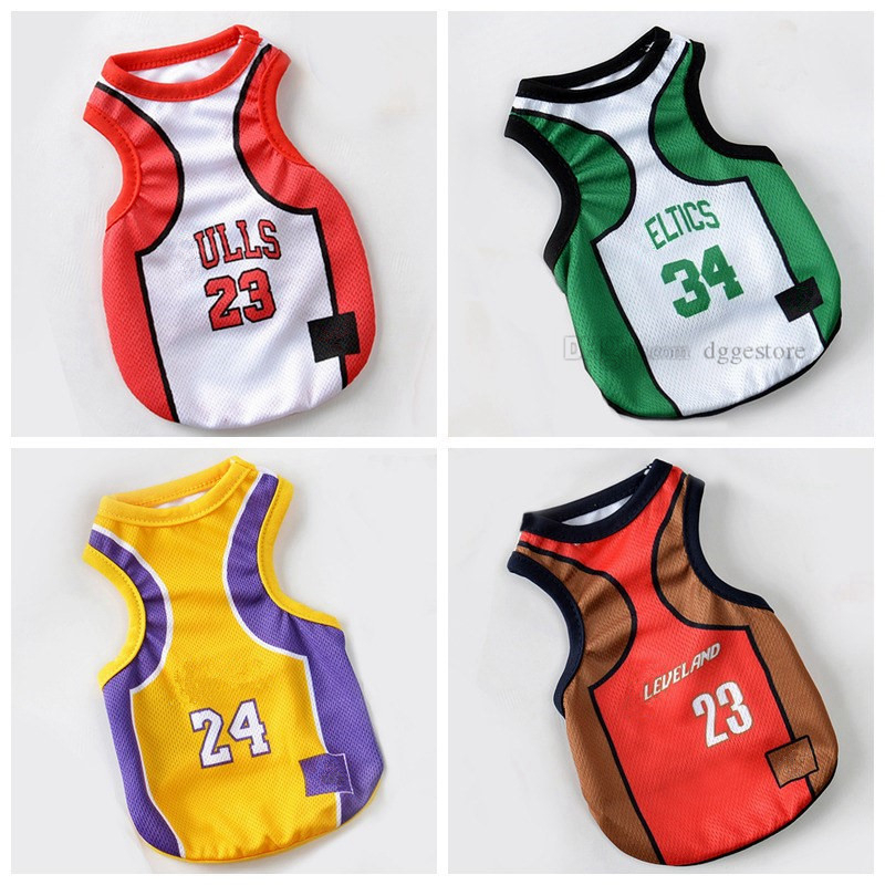 Chien Vêtements Gilet Basketball Jersey Cool Respirant Pet Chat Vêtements Chiot Sportswear Printemps Été Mode Coton Chemise Lakers Grands Chiens XXL A84