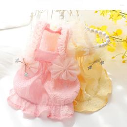 Vêtements de chien robe de gilet pour chiens vêtements mince gaze jarretelle chat vêtements pour animaux de compagnie petites étoiles bowknot mignon printemps été chihuahua fille