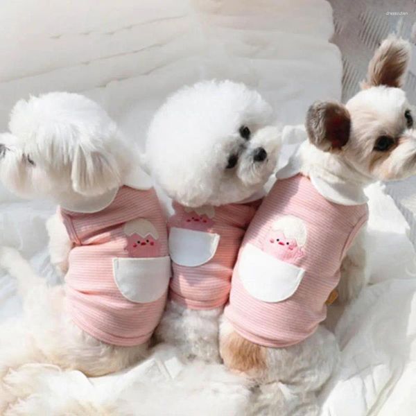 Vêtements pour chien Gilet Oeuf Patché à bouton Clôture de bouton Shirt But Bown Collar Dress-up Breathable Cat tenue Vêtements d'animaux de compagnie pour l'été