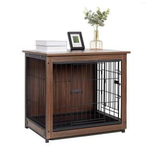 Cage de cage de compagnie vintage de vêtements pour chiens avec table de barre de barrière en bois supérieur pour intérieur
