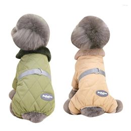 Vêtements pour chiens w3ja combinaisons à travers le vent avec crochet de leash manteau chaud épaississeur