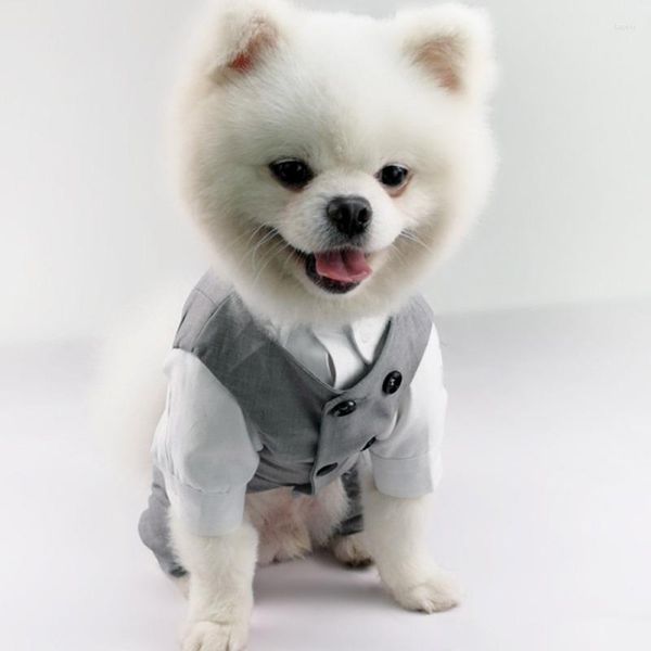 Vêtements pour chiens Gilet Combinaison Gilet Vêtements élégants pour petits chiens moyens Costume de fête de mariage Bel animal de compagnie en plein air Gengtle