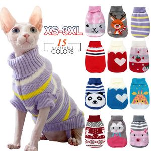 Vêtements de chien Vêtements de chat chaud Hiver Noël Chats Pull Dessin animé Imprimer Vêtements pour animaux de compagnie Costume de tricot Manteau pour chiot Petits animaux VêtementsDog