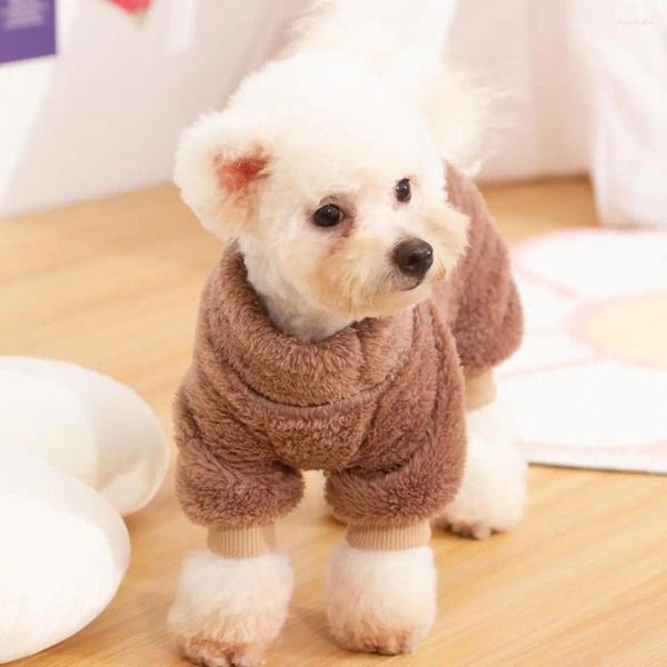 Ropa para perros Ropa cálida Acogedor invierno grueso largo felpa cuello alto mascota con anillo de tracción lindo para