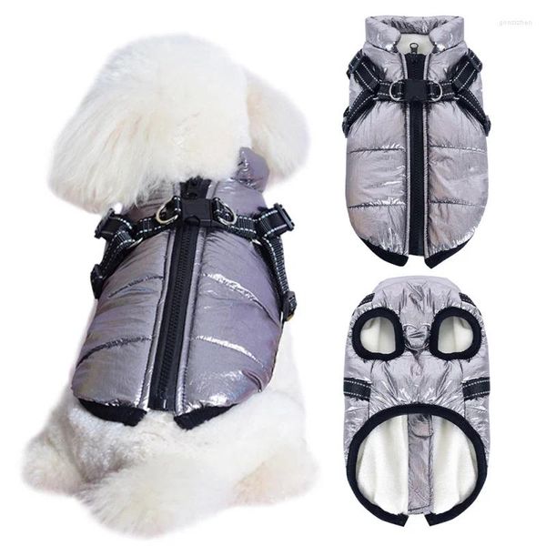 Ropa para perros ropa tibia con arnés chaqueta impermeable invernal de invierno chaleco de atuendo a prueba de viento para perros grandes gatos grandes gatos