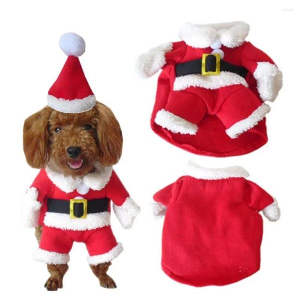 Vêtements pour chiens Cosplay chaud Noël Santa Costume pour animaux de compagnie Costume à capuche avec capuchon