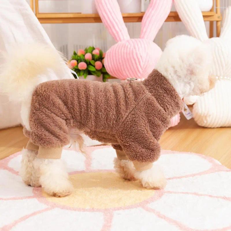 Dog Apparel Warm Cozy Pet Clothing Winter Clothes Thick Long Plush High Collar With Traction Ring Cute For Weather