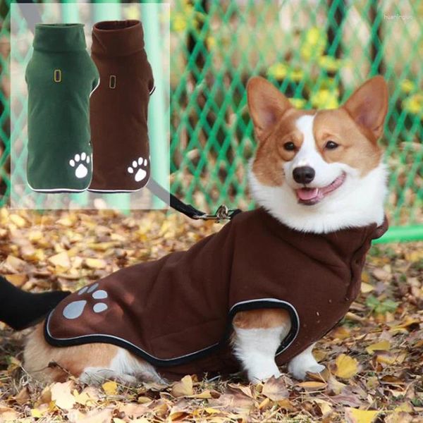 Vêtements pour chiens Vêtements pour animaux de compagnie en polaire chaude Poitrine élastique Veste extérieure imperméable pour tous les chiens Impression réfléchissante Manteau d'hiver Salopette Col haut