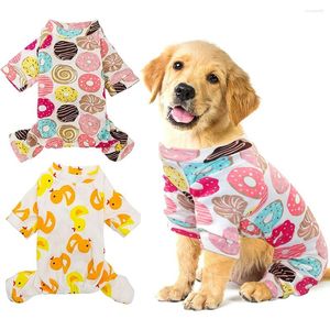Vêtements pour chiens Vêtements chauds pour animaux de compagnie Pyjamas en coton Jaune Canard Matériau doux Extensible Onesie Chat pour petits chiens