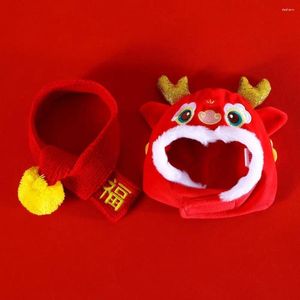 Hondenkleding Warm Pet Muts Chinese Draak Met 3D Hoorns Geborduurd Gezicht Voor Jaar Lente Festival Cosplay Kostuum Kat