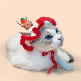 Vêtements de chien chaud chapeau d'animal de compagnie élégant laine tricotée à la main chat chapeaux de Noël confortable conception d'arbre de Noël hiver habiller pour l'automne