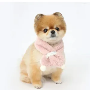 Vêtements de chien chaud animal de compagnie agneau polaire écharpe collier de boule de cheveux fournitures de chat hiver couleur bonbon chiot