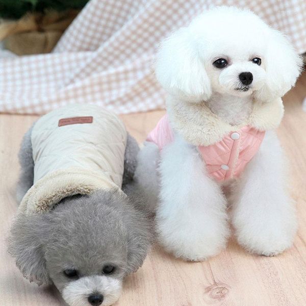 Vêtements pour chiens chaud veste ouatée pour animaux de compagnie Style japonais chiot couleur unie doux manteau mignon Plaid vente