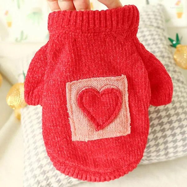 Appareils pour chiens Contrôle de coeur rouge chaud pour animaux de compagnie d'hiver pull d'hiver