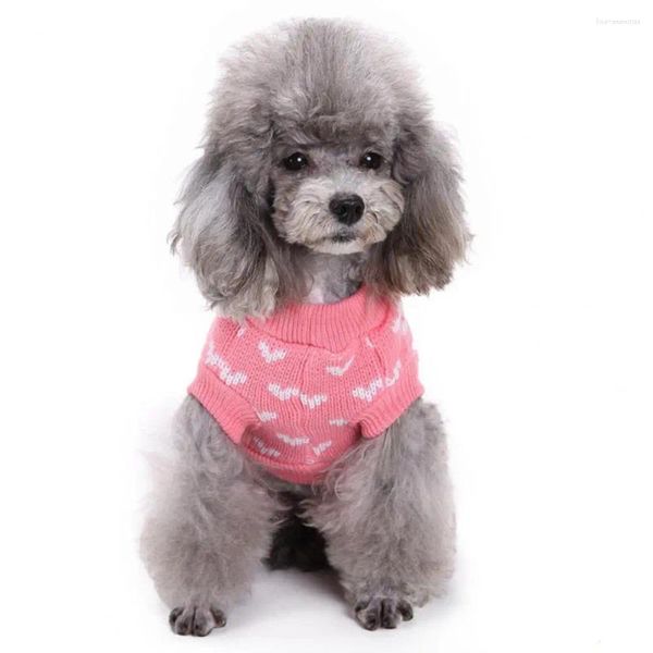 Ropa para perros Suéter cálido Adorable Patrón de corazón Mascota de punto Traje de San Valentín para perros pequeños medianos Moda Cómodo