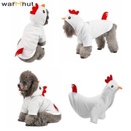 Ropa para perros Warmhut divertido perro disfraz de pollo mascota Halloween Navidad Cosplay capa pequeña mascota gato disfraz polar sudadera con capucha trajes cálidos ropa 230830