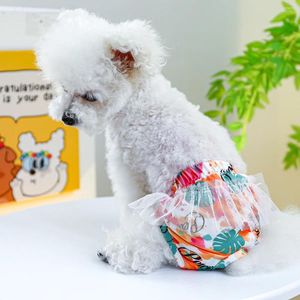 Vêtements pour chiens couches lavables pour chiens pantalon physiologique femelle coton coton court sous-vêtements sanitaires de chiots de chiots vêtements imprimés réutilisables