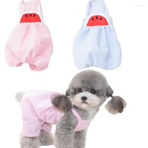 Ropa para perros Ropa de sandía Pijamas Rosa / Azul Chaleco de verano Trajes para perros pequeños Camisa de gato Mono Pijamas a cuadros Monos S-XXL