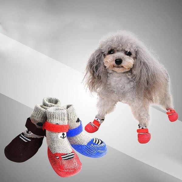 Ropa para perros, zapatos impermeables de algodón y goma para mascotas, botas antideslizantes para lluvia y nieve, calcetines, calzado para cachorros, gatos pequeños, perros 2 1