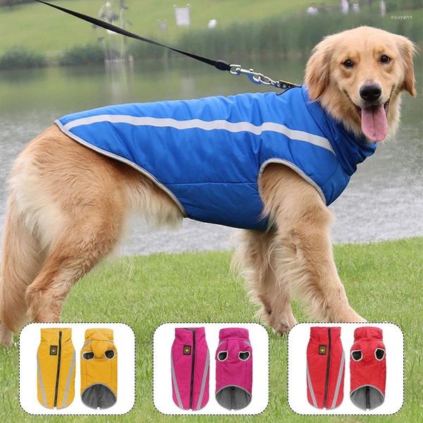 Vêtements pour chiens Veste rembourrée en polaire imperméable pour chiens Gilet réfléchissant pour animaux de compagnie avec fermeture à glissière Vêtements chauds Petit Moyen Grand Hiver