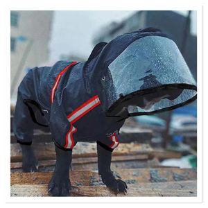 Vêtements pour chiens imperméable imperméable pour animaux de compagnie réfléchissant à quatre pattes vêtements en polyester fournitures moyennes et grandes