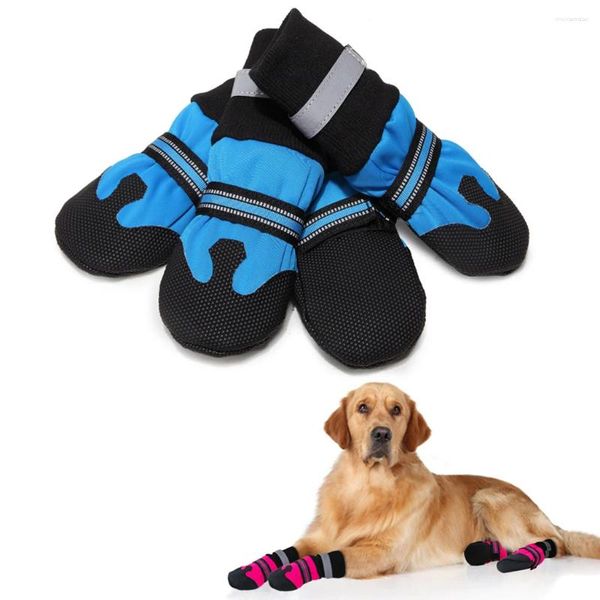 Ropa para perros Zapatos impermeables para mascotas Botas de nieve antideslizantes para invierno Calzado Calcetines gruesos y cálidos Botines para perros medianos y grandes