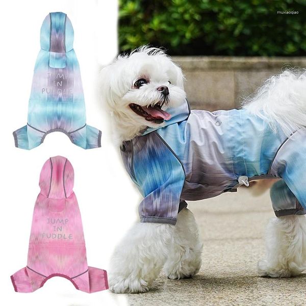 Vêtements de chien imperméable imperméable pour petite sécurité réfléchissante colorée vêtements pour animaux de compagnie veste de pluie avec 4 jambes coupe-vent à capuche poncho