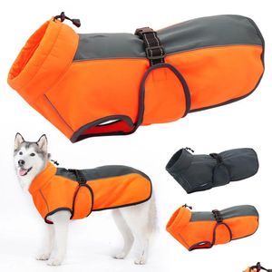 Ropa para perros Chaleco impermeable Ropa Cálida Acolchada Mascota Ropa de invierno Chaqueta Abrigo Perros grandes Labrador Traje con cuerda de nylon reflectante DHMNB